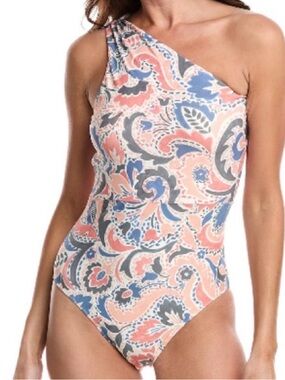 NWT Summersalt One-Shoulder Floral Swimsuit in Coral and Navy size 22